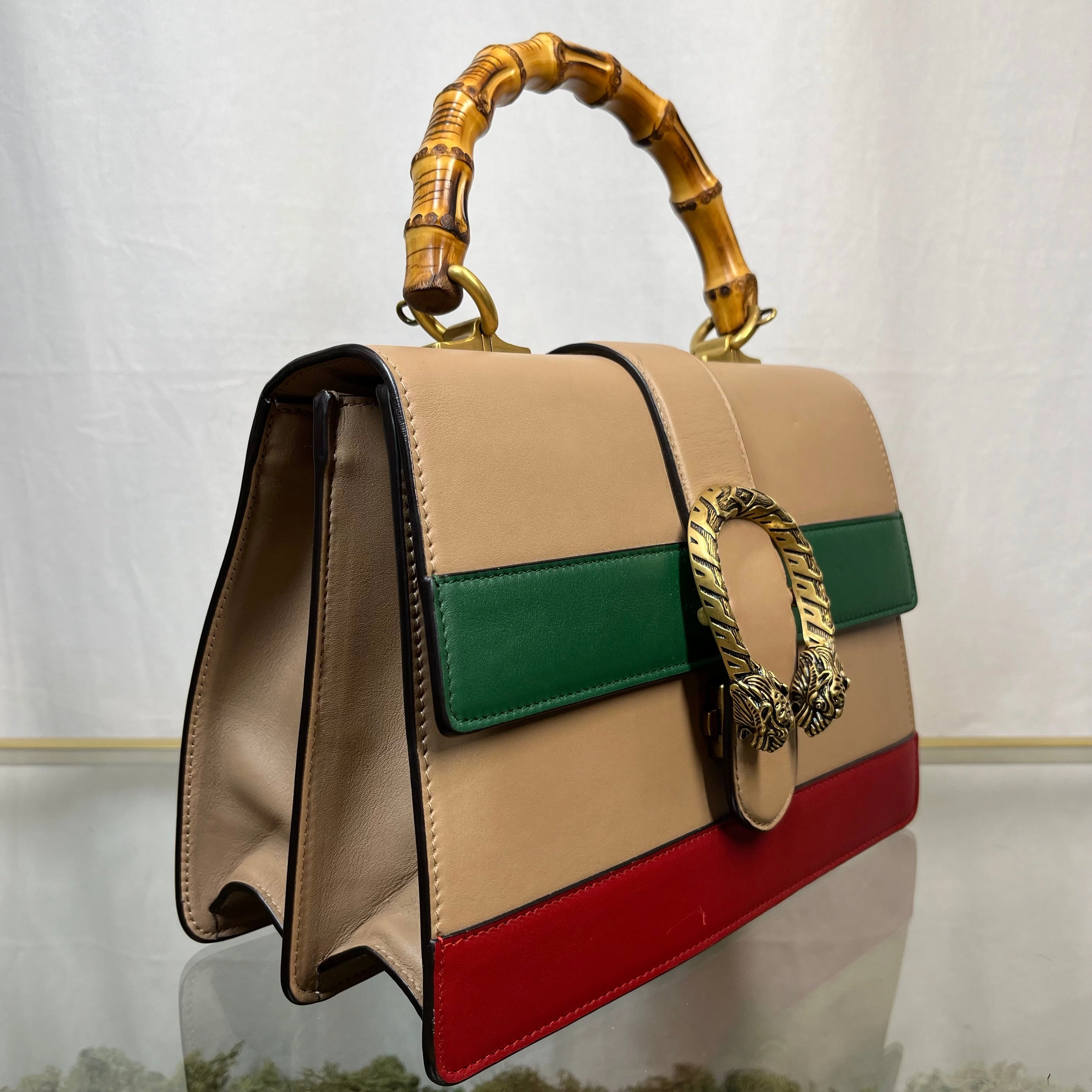GUCCI Dionysus Bamboo Green Red & Beige Top Handle