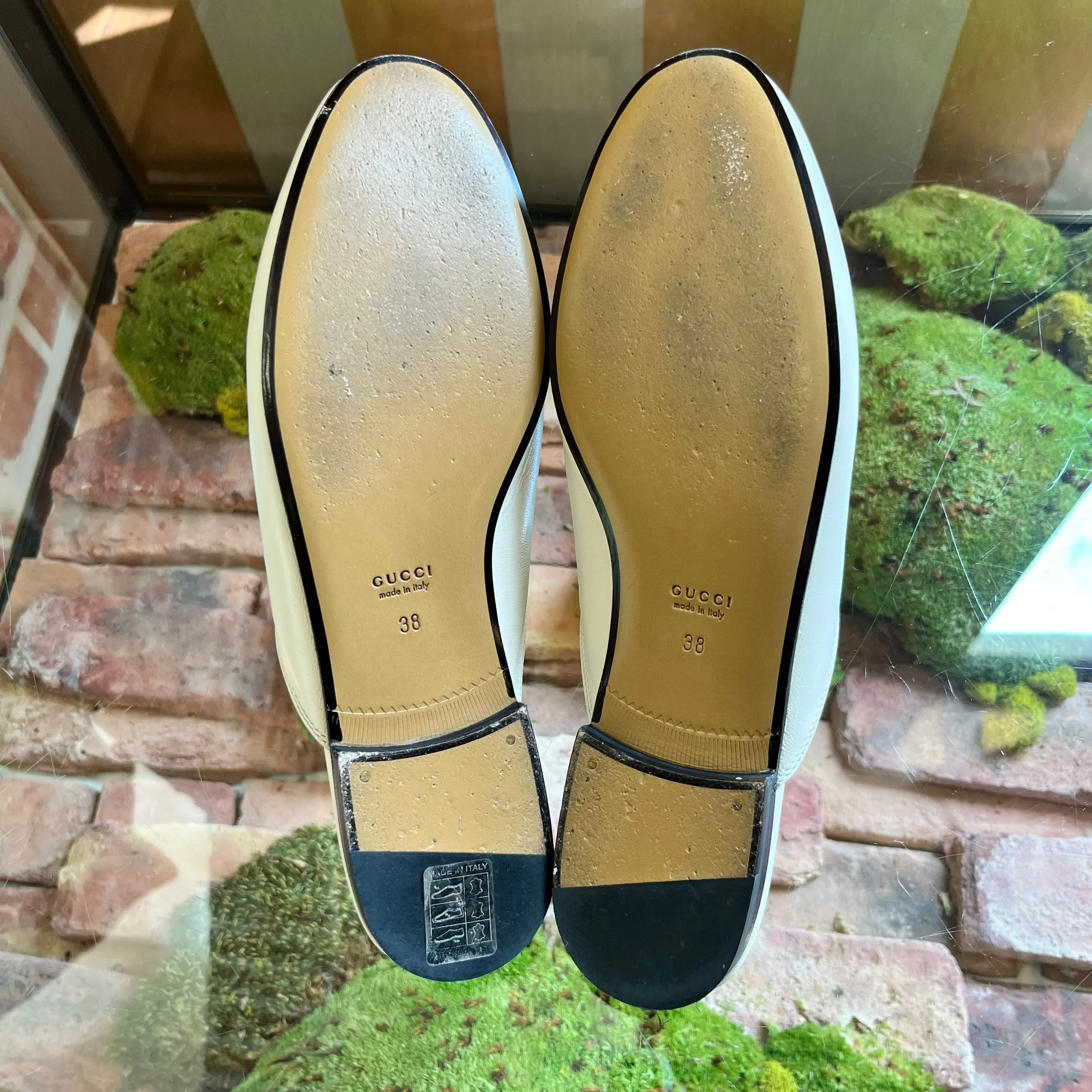 GUCCI Princetown White Leather WOMENS Loafers SZ38(8US)