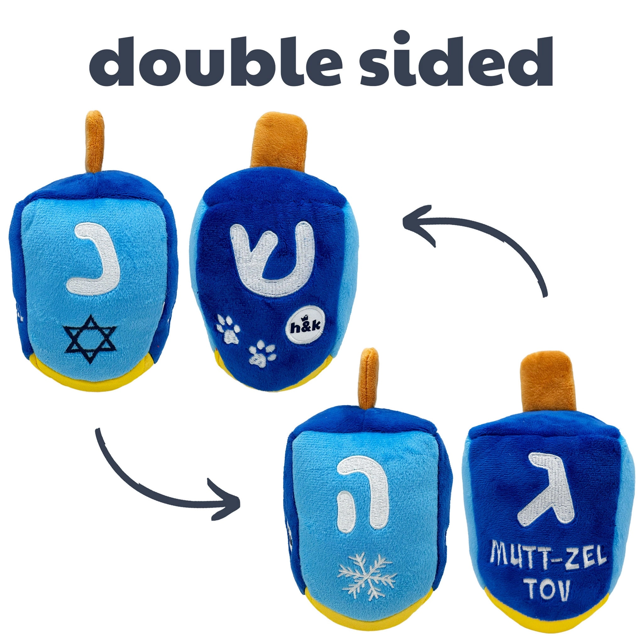 Huxley & Kent Mutt-zel Tov Dreidel Blue Dog Toys