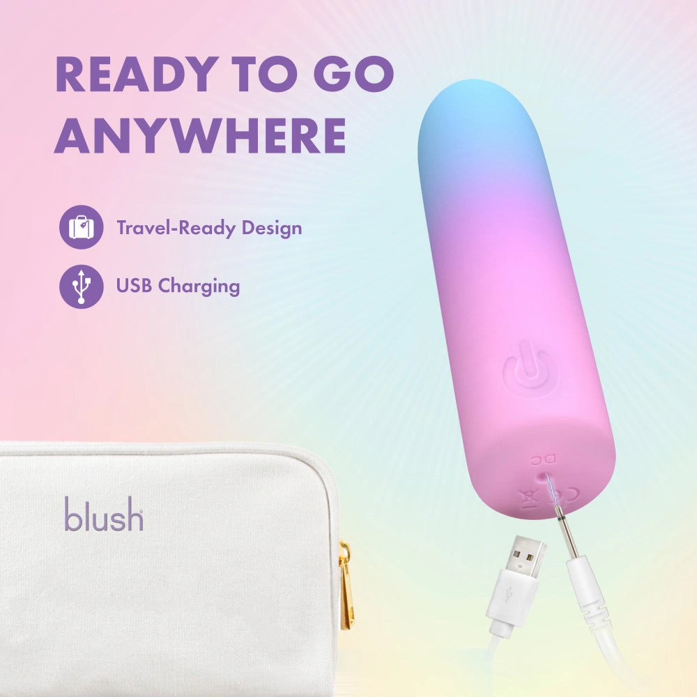 Play With Me by Blush ®| Berry Burst 4 Inch Silicone Bullet Vibrator – USB Rechargeable Clitoral Nipple Massager – In Multicolor