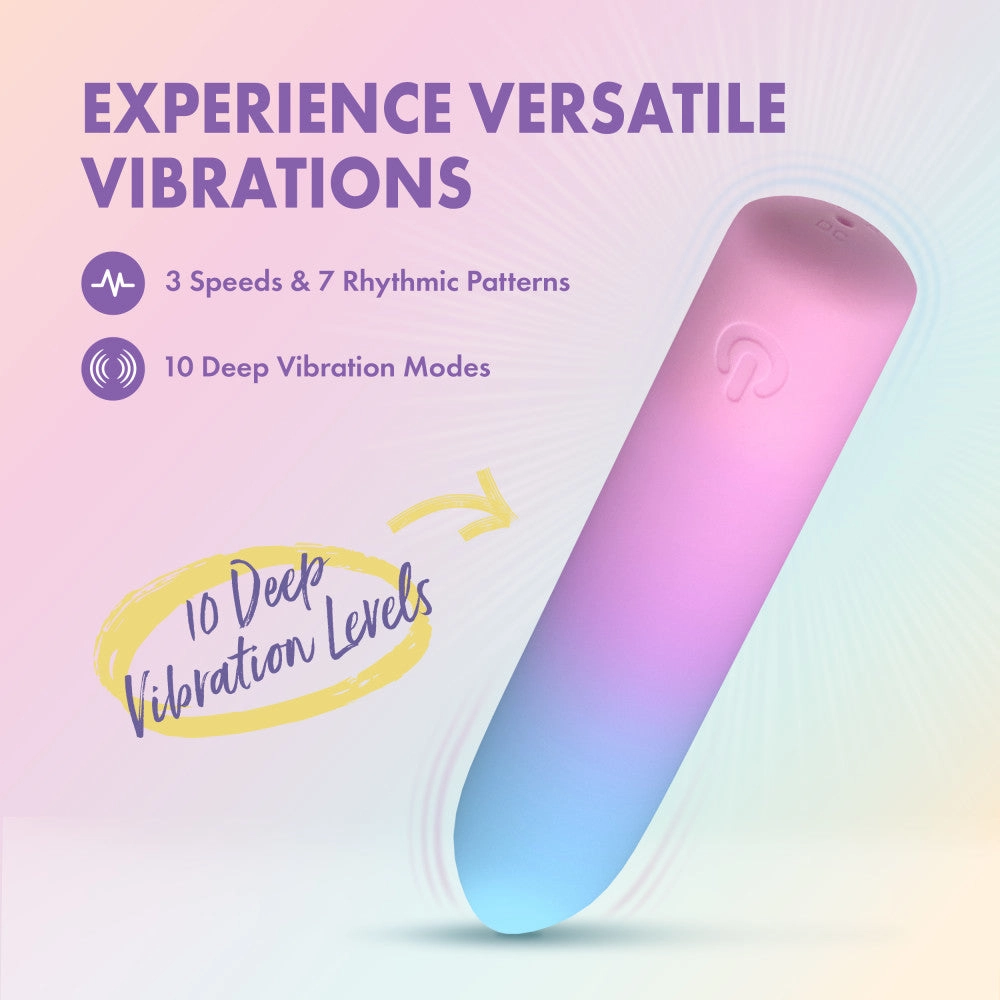 Play With Me by Blush ®| Berry Burst 4 Inch Silicone Bullet Vibrator – USB Rechargeable Clitoral Nipple Massager – In Multicolor