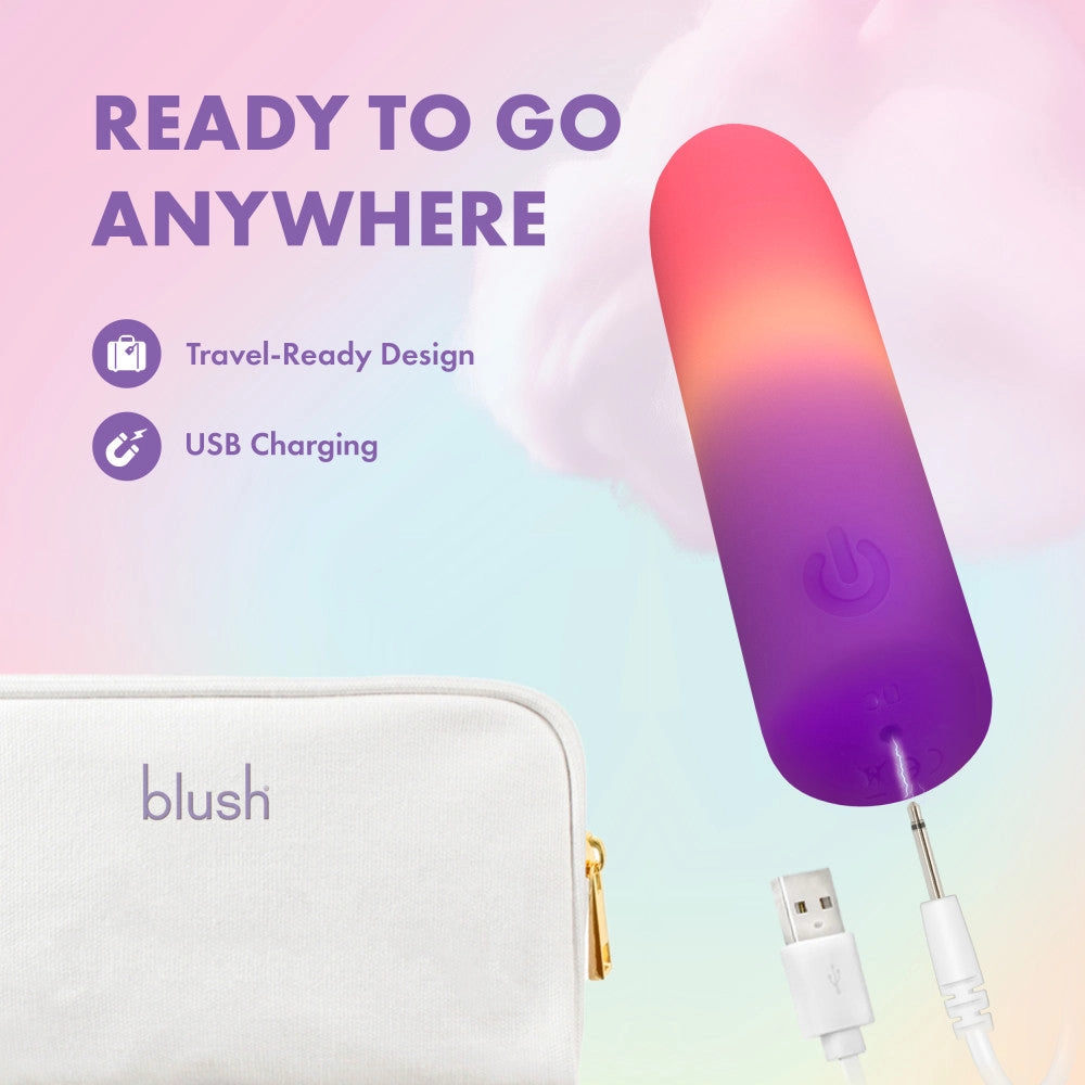 Play With Me by Blush ®| Cotton Candy 4 Inch Silicone Bullet Vibrator – USB Rechargeable Clitoral Nipple Massager – In Multicolor