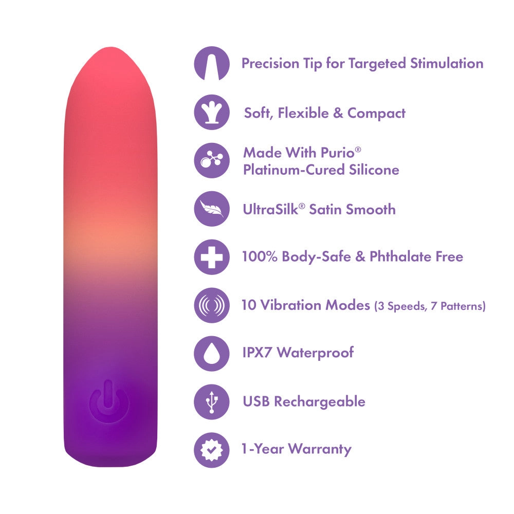 Play With Me by Blush ®| Cotton Candy 4 Inch Silicone Bullet Vibrator – USB Rechargeable Clitoral Nipple Massager – In Multicolor