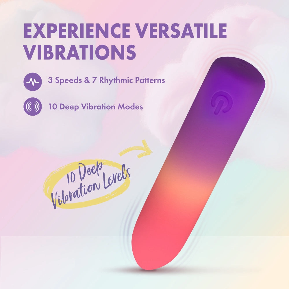 Play With Me by Blush ®| Cotton Candy 4 Inch Silicone Bullet Vibrator – USB Rechargeable Clitoral Nipple Massager – In Multicolor