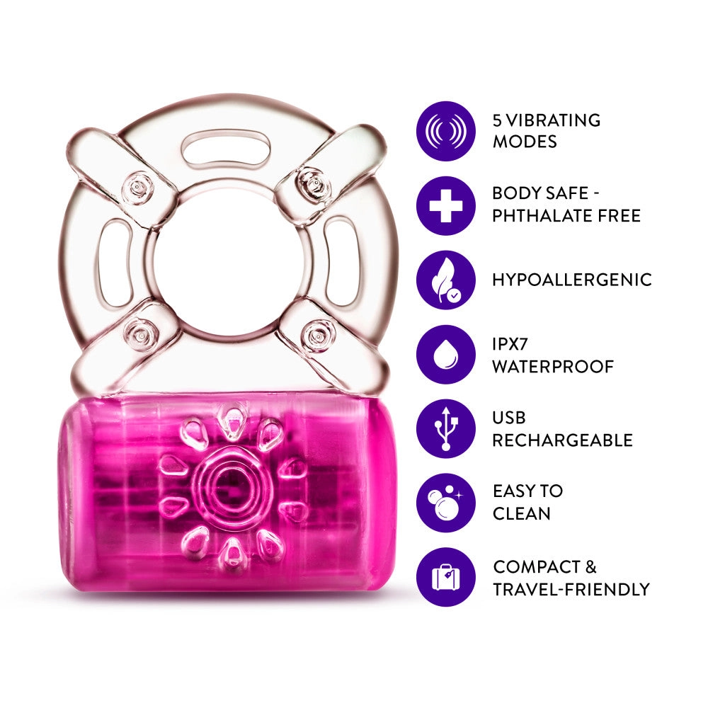 Play With Me By Blush® | Pleaser: Rechargeable Vibrating Penis Ring - Pink