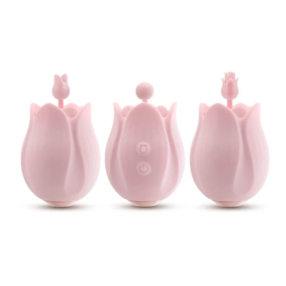 Play With Me | Romantic Rose Silicone Vibrator With Rosebud Attachment Heads – In Pink