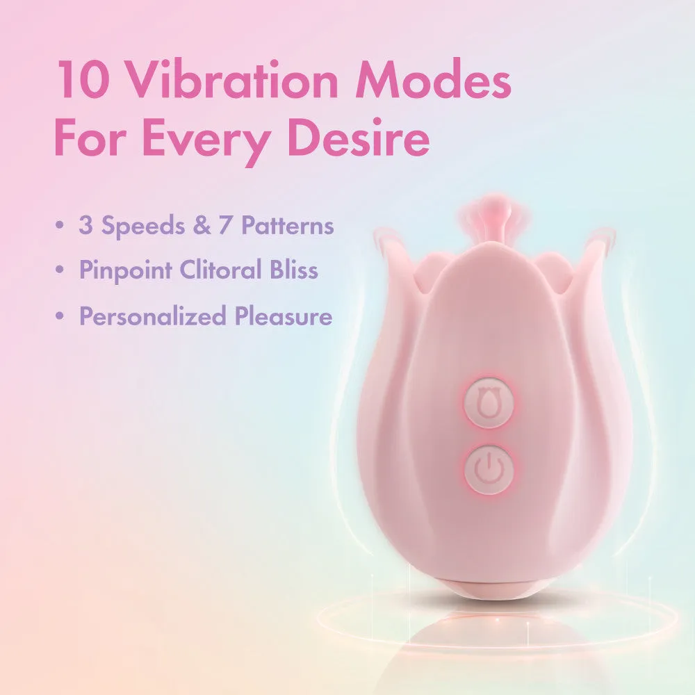 Play With Me | Romantic Rose Silicone Vibrator With Rosebud Attachment Heads – In Pink