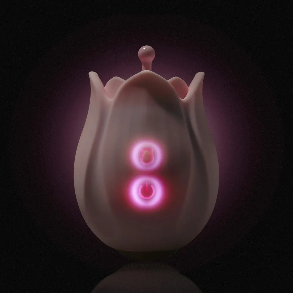 Play With Me | Romantic Rose Silicone Vibrator With Rosebud Attachment Heads – In Pink