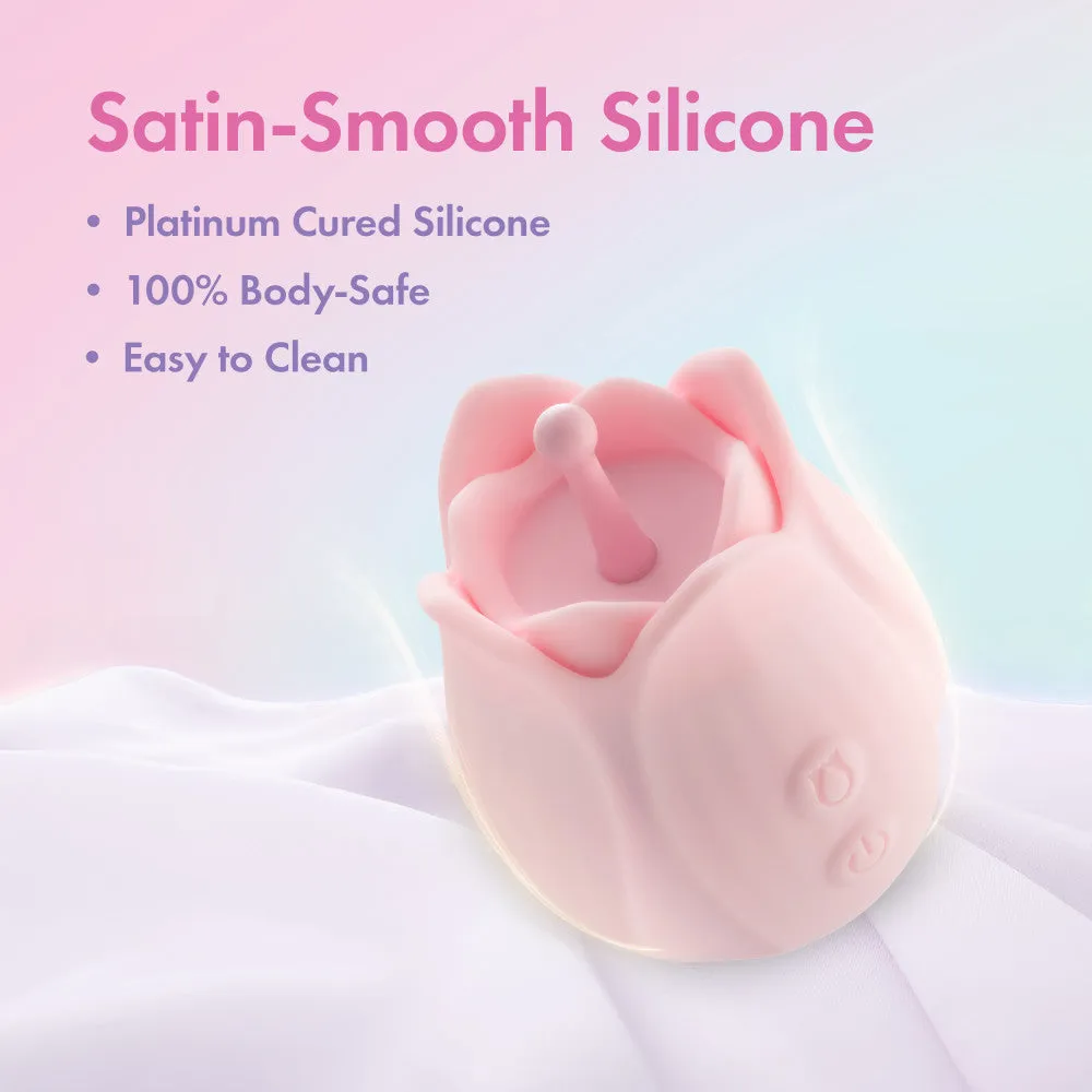 Play With Me | Romantic Rose Silicone Vibrator With Rosebud Attachment Heads – In Pink