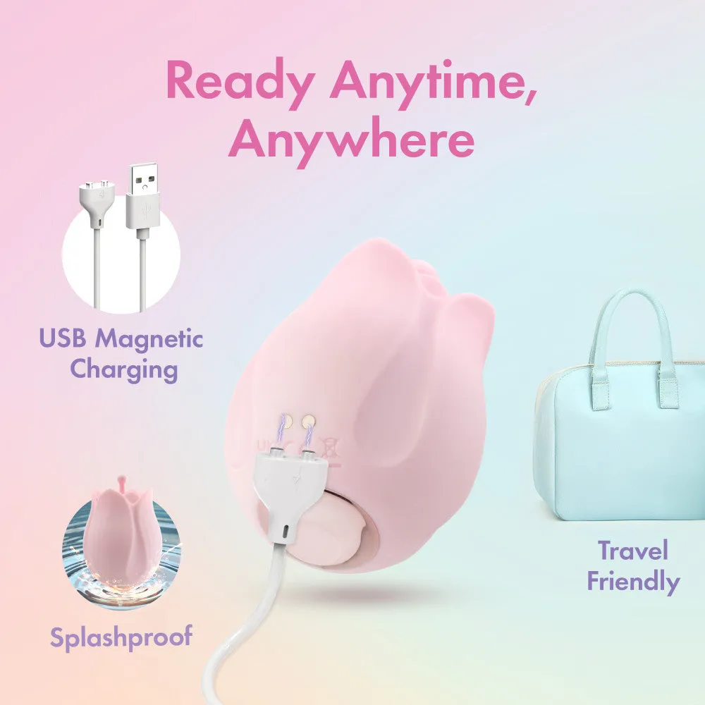 Play With Me | Romantic Rose Silicone Vibrator With Rosebud Attachment Heads – In Pink