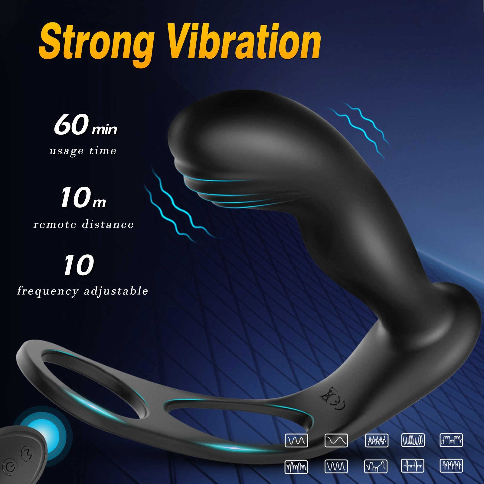 QUTOYS Dual Cock Ring Prostate Massager with 10 Vibration Modes and Remote Control