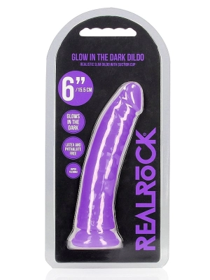 Real Rock Realistic Slim Glow Dildo Purple