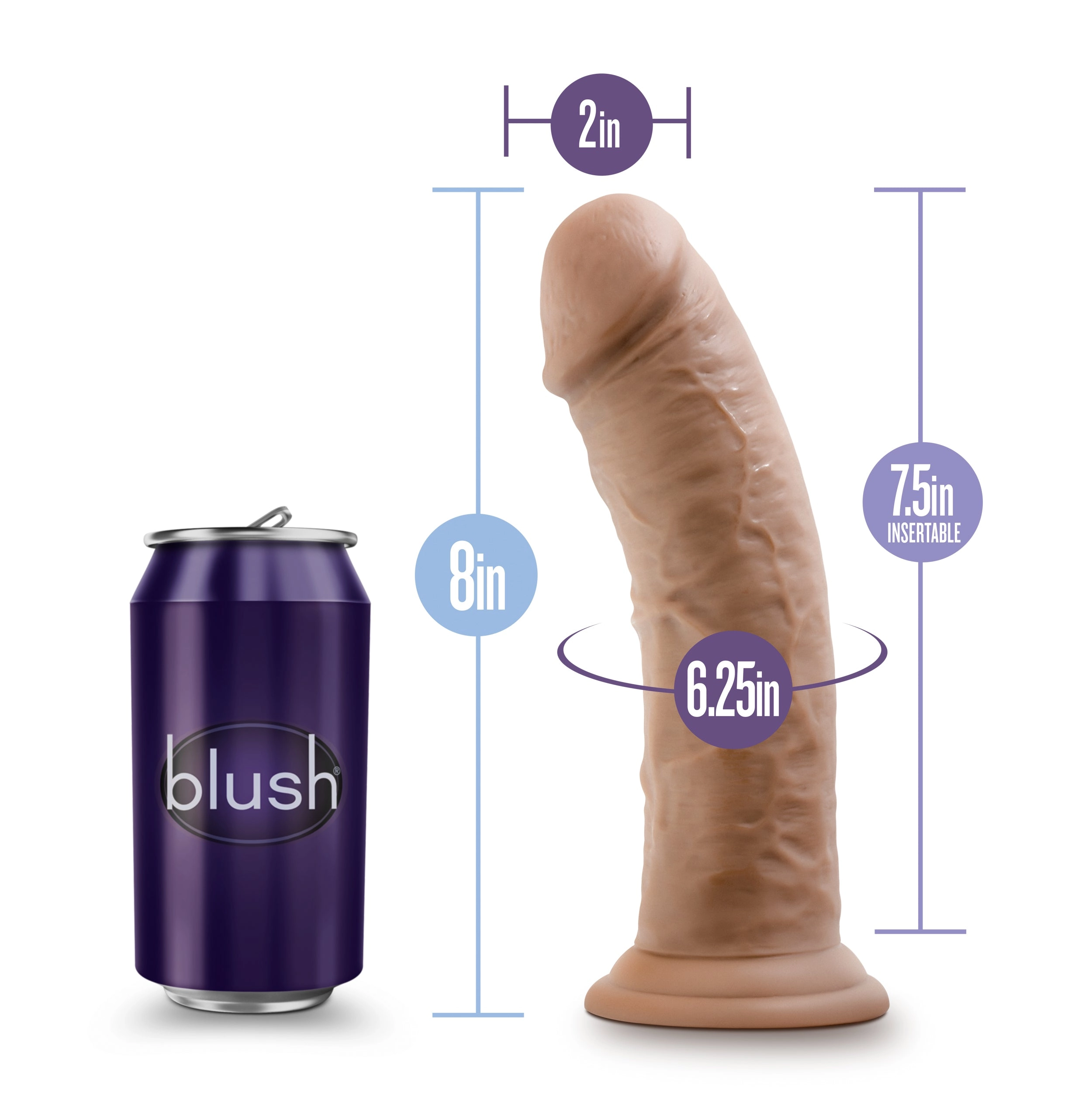 Realistic 8-Inch Dildo with Suction Cup for Hands-Free Fun