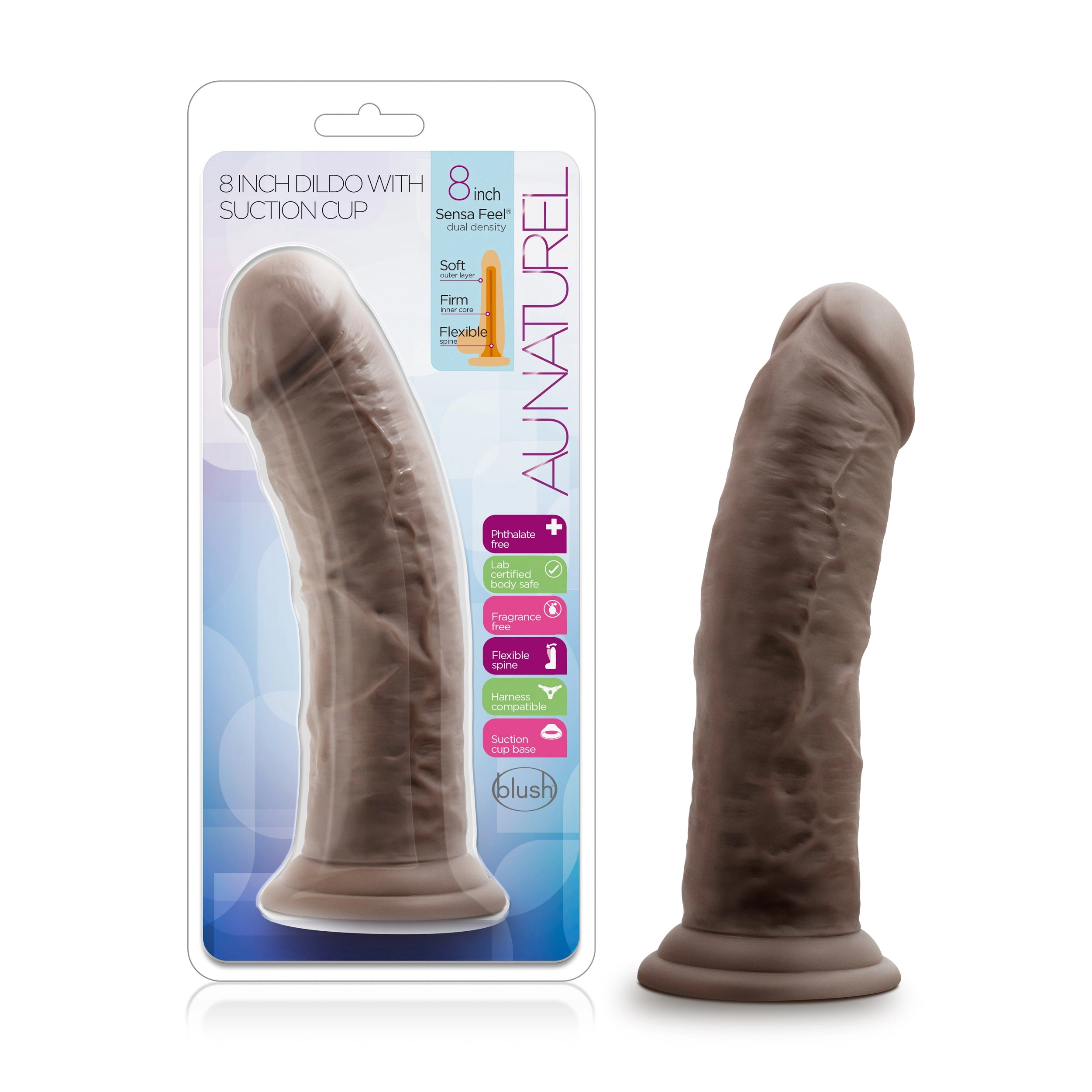 Realistic 8-Inch Dildo with Suction Cup for Hands-Free Fun