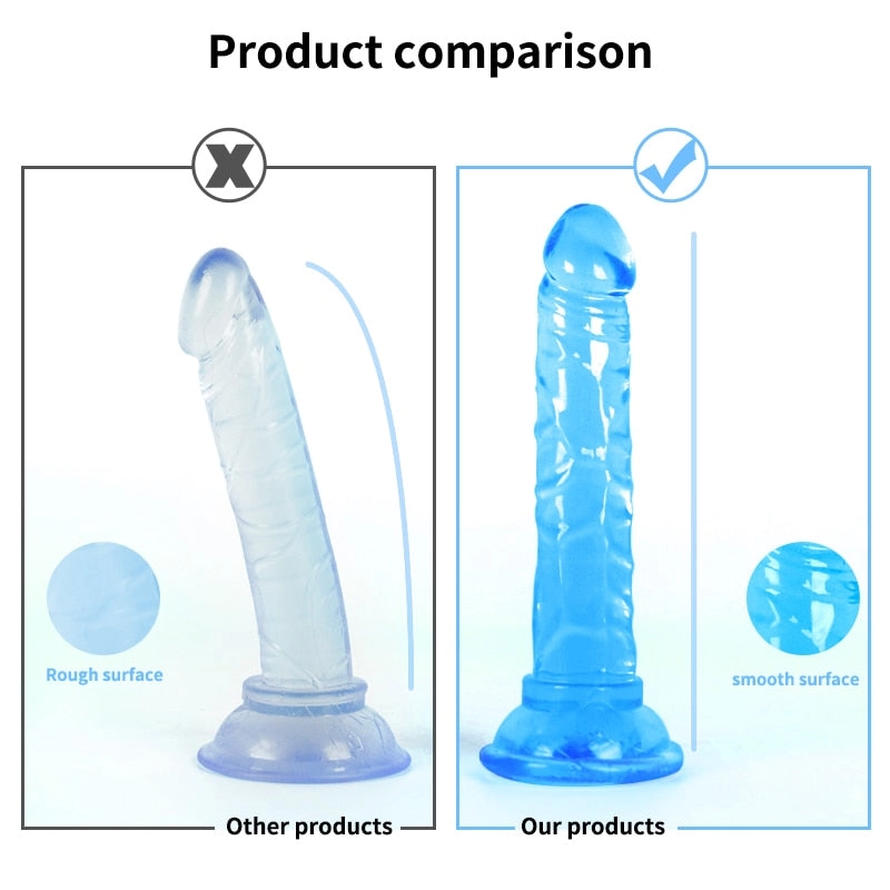 Realistic Dildo Anal Masturbator Sex Toys for Couples Crystal Jelly Dildo Suction Cup Penis Thrusting Dildo for Women