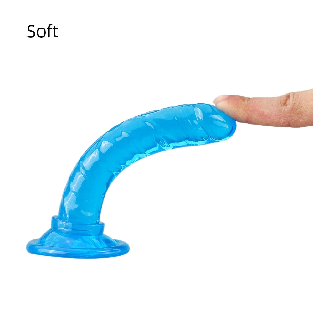 Realistic Dildo Anal Masturbator Sex Toys for Couples Crystal Jelly Dildo Suction Cup Penis Thrusting Dildo for Women