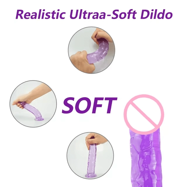 Realistic Dildo Anal Masturbator Sex Toys for Couples Crystal Jelly Dildo Suction Cup Penis Thrusting Dildo for Women