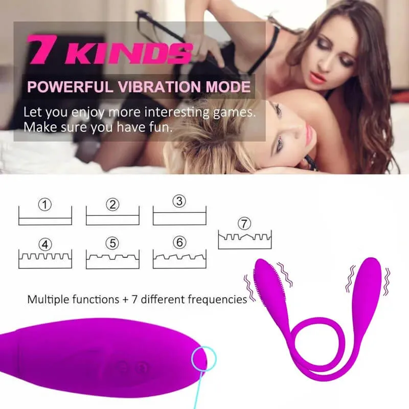 Rechargeable Dual Vibrator 7 Speeds Double Head Jump Egg Bullet Dildo Vibrator Anal Butt Plug for Couple