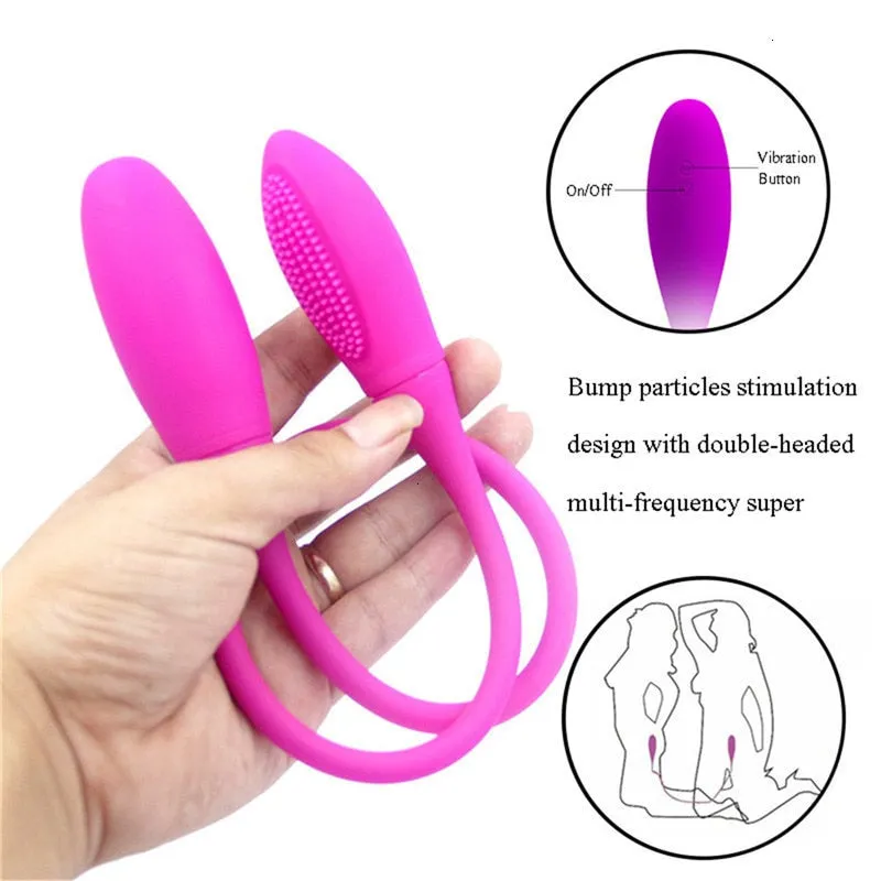 Rechargeable Dual Vibrator 7 Speeds Double Head Jump Egg Bullet Dildo Vibrator Anal Butt Plug for Couple