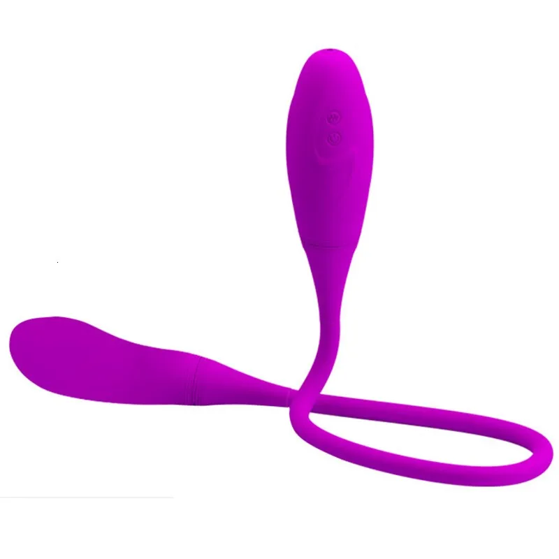 Rechargeable Dual Vibrator 7 Speeds Double Head Jump Egg Bullet Dildo Vibrator Anal Butt Plug for Couple