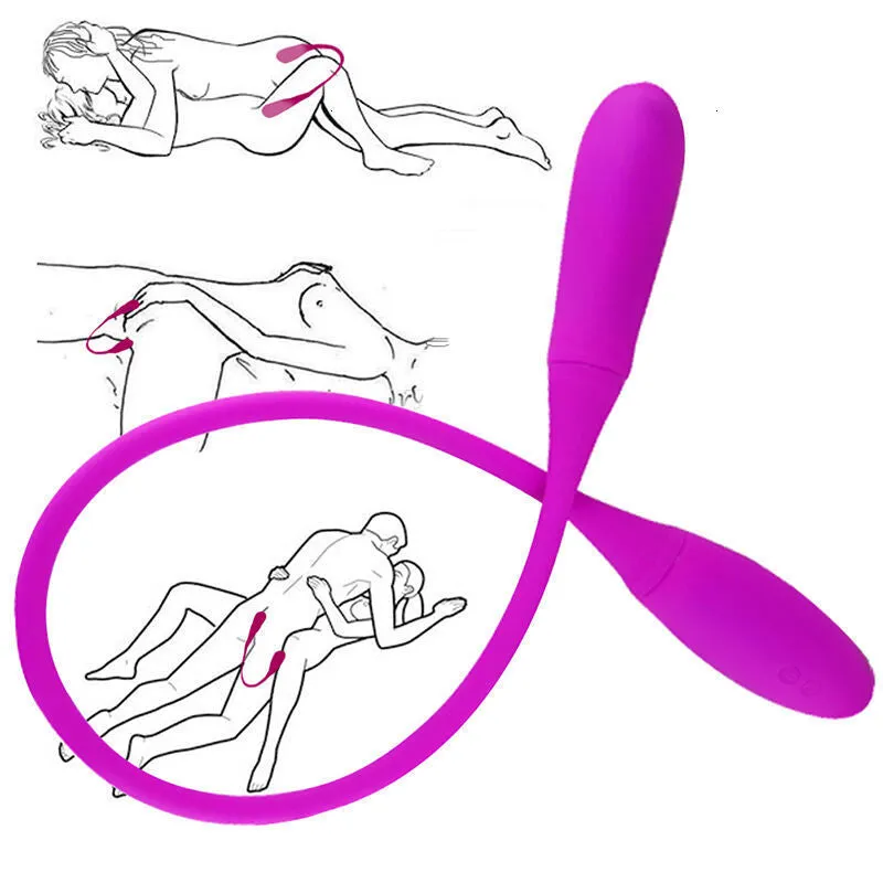 Rechargeable Dual Vibrator 7 Speeds Double Head Jump Egg Bullet Dildo Vibrator Anal Butt Plug for Couple