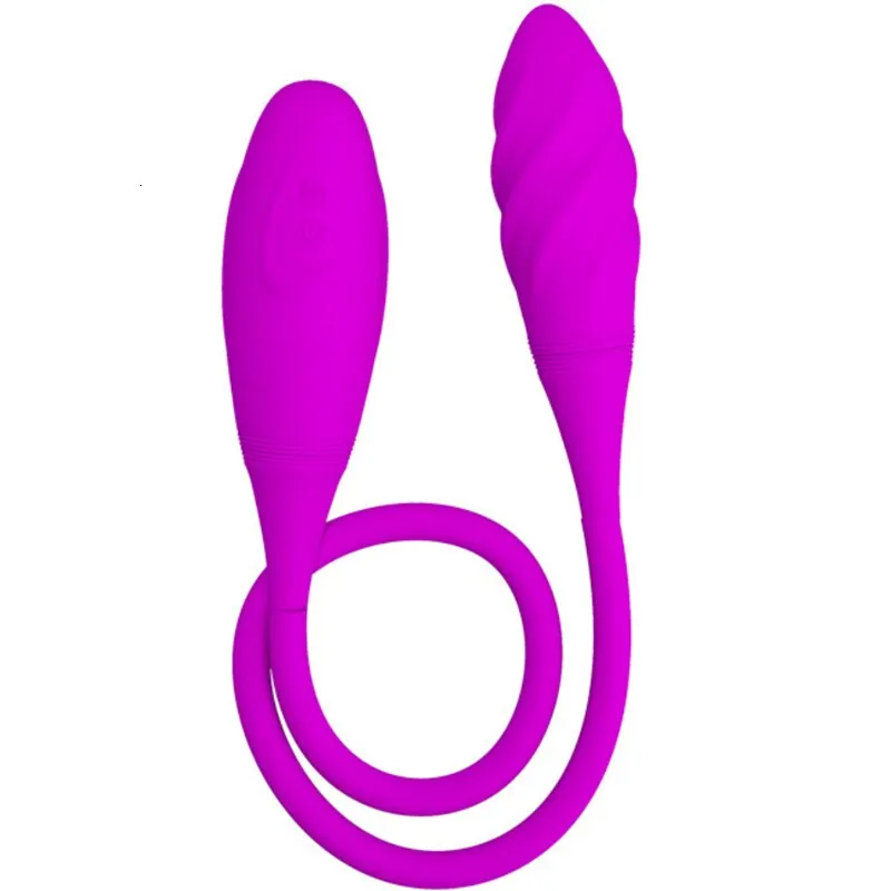 Rechargeable Dual Vibrator 7 Speeds Double Head Jump Egg Bullet Dildo Vibrator Anal Butt Plug for Couple