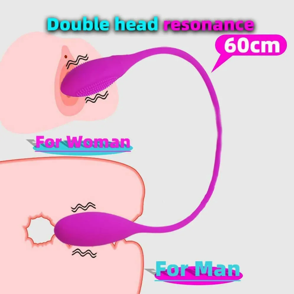 Rechargeable Dual Vibrator 7 Speeds Double Head Jump Egg Bullet Dildo Vibrator Anal Butt Plug for Couple