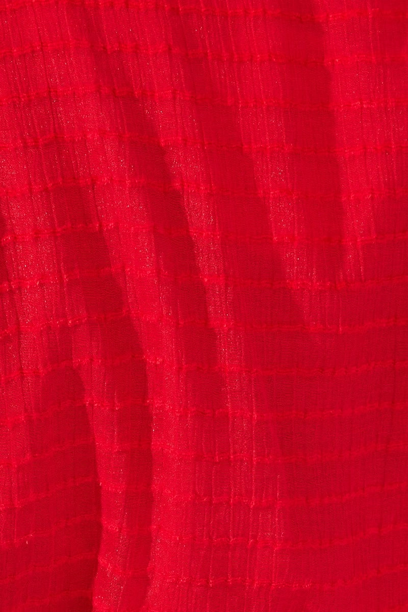 Red Playsuit Tie Front Wing Sleeve