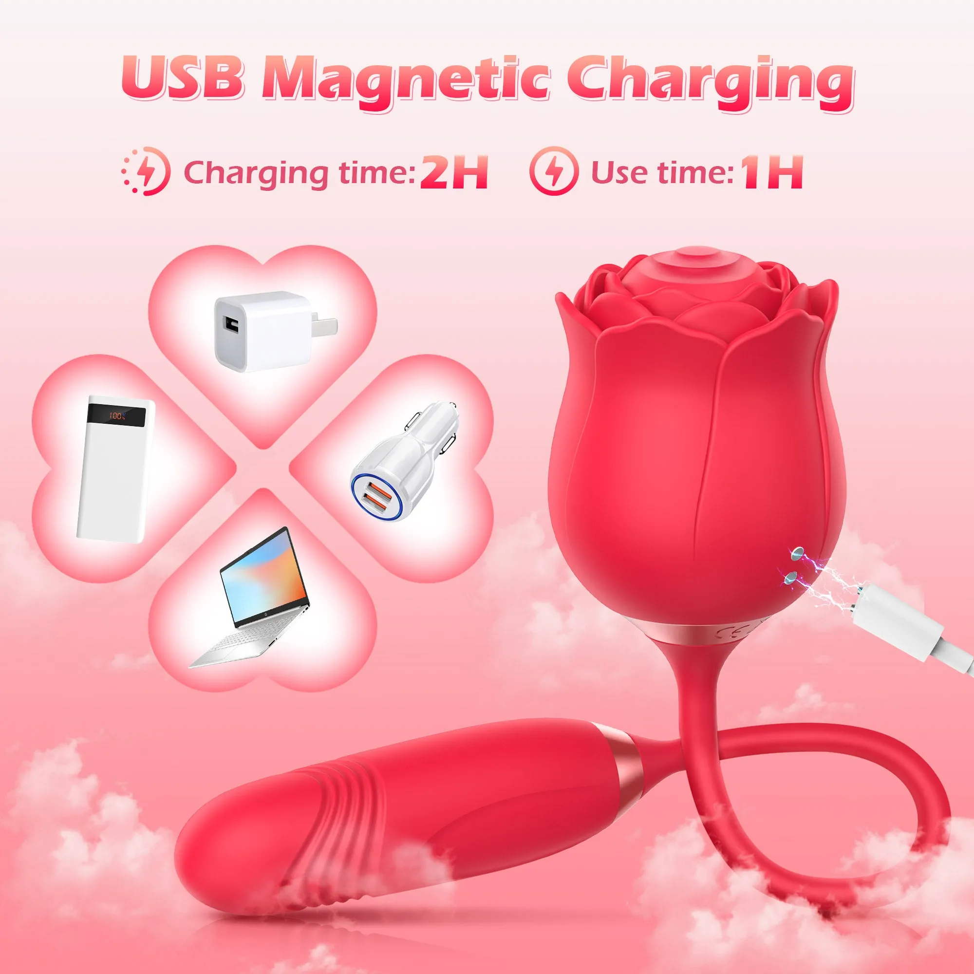 Rose Vibrator With Tapping & Thrusting Modes