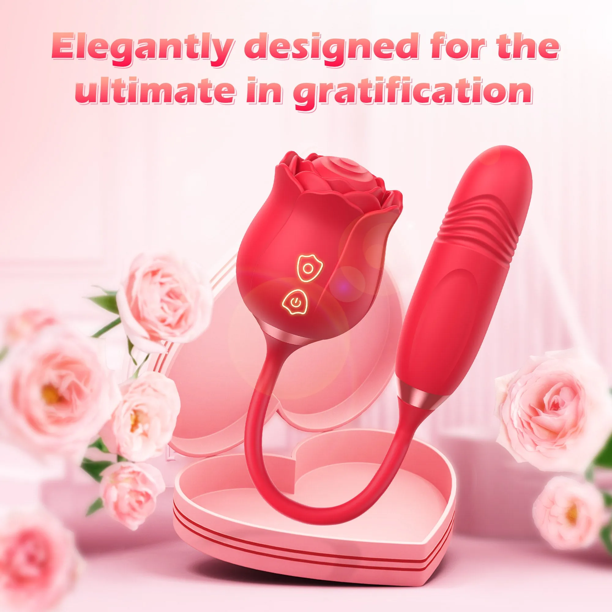 Rose Vibrator With Tapping & Thrusting Modes