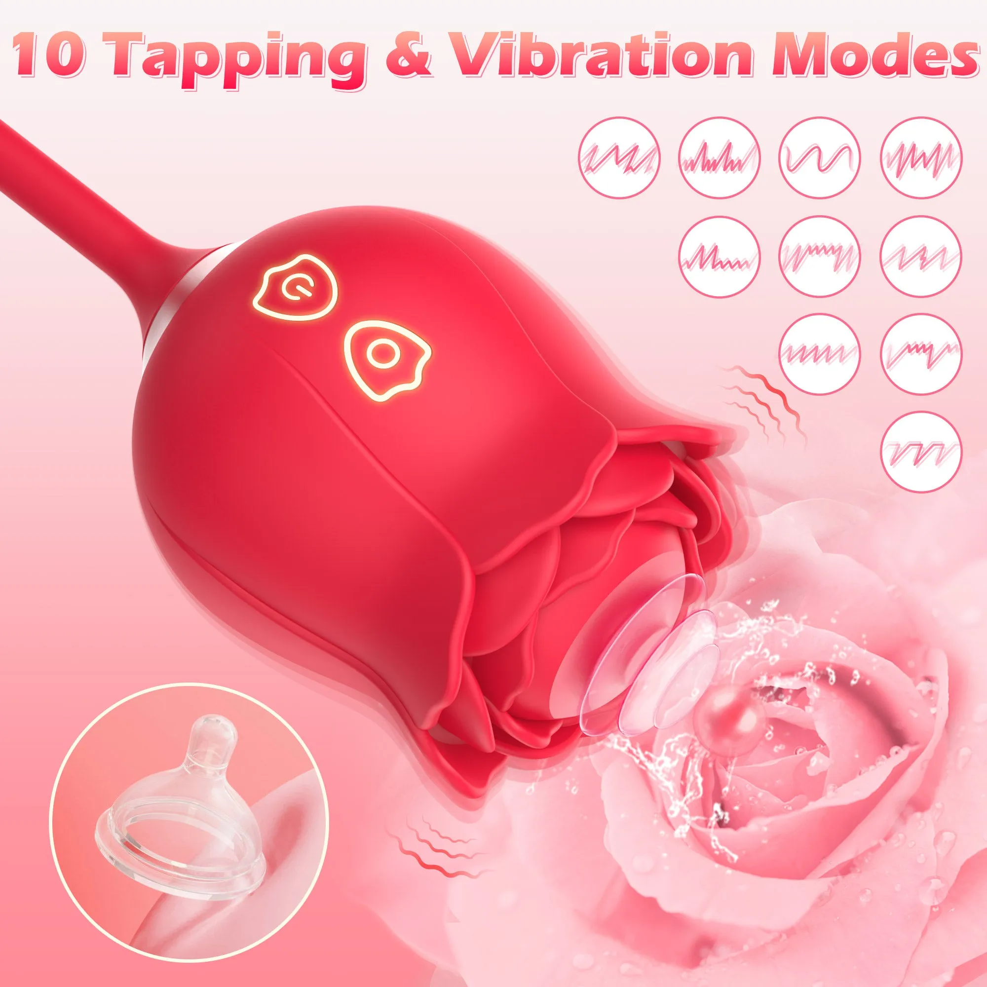 Rose Vibrator With Tapping & Thrusting Modes