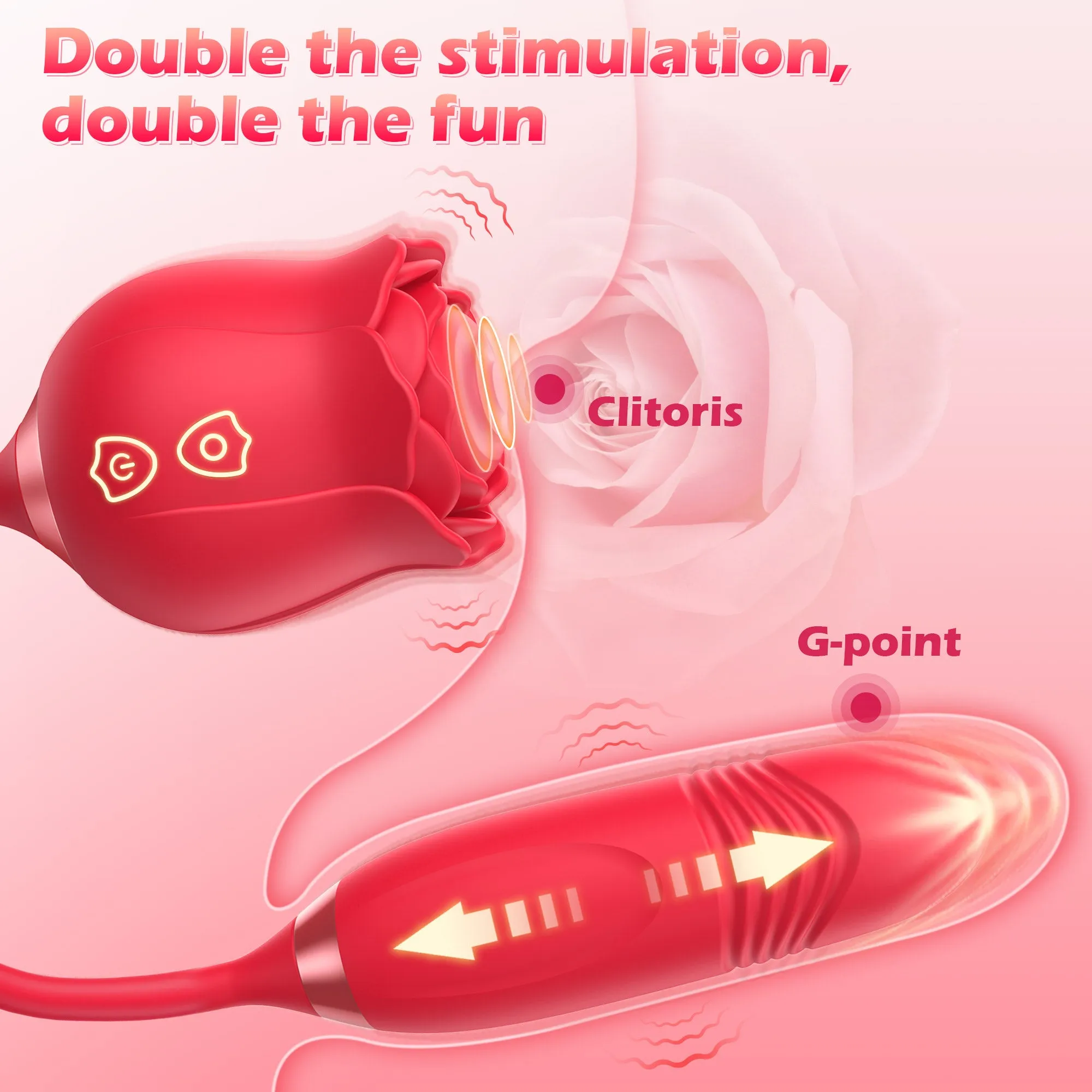 Rose Vibrator With Tapping & Thrusting Modes