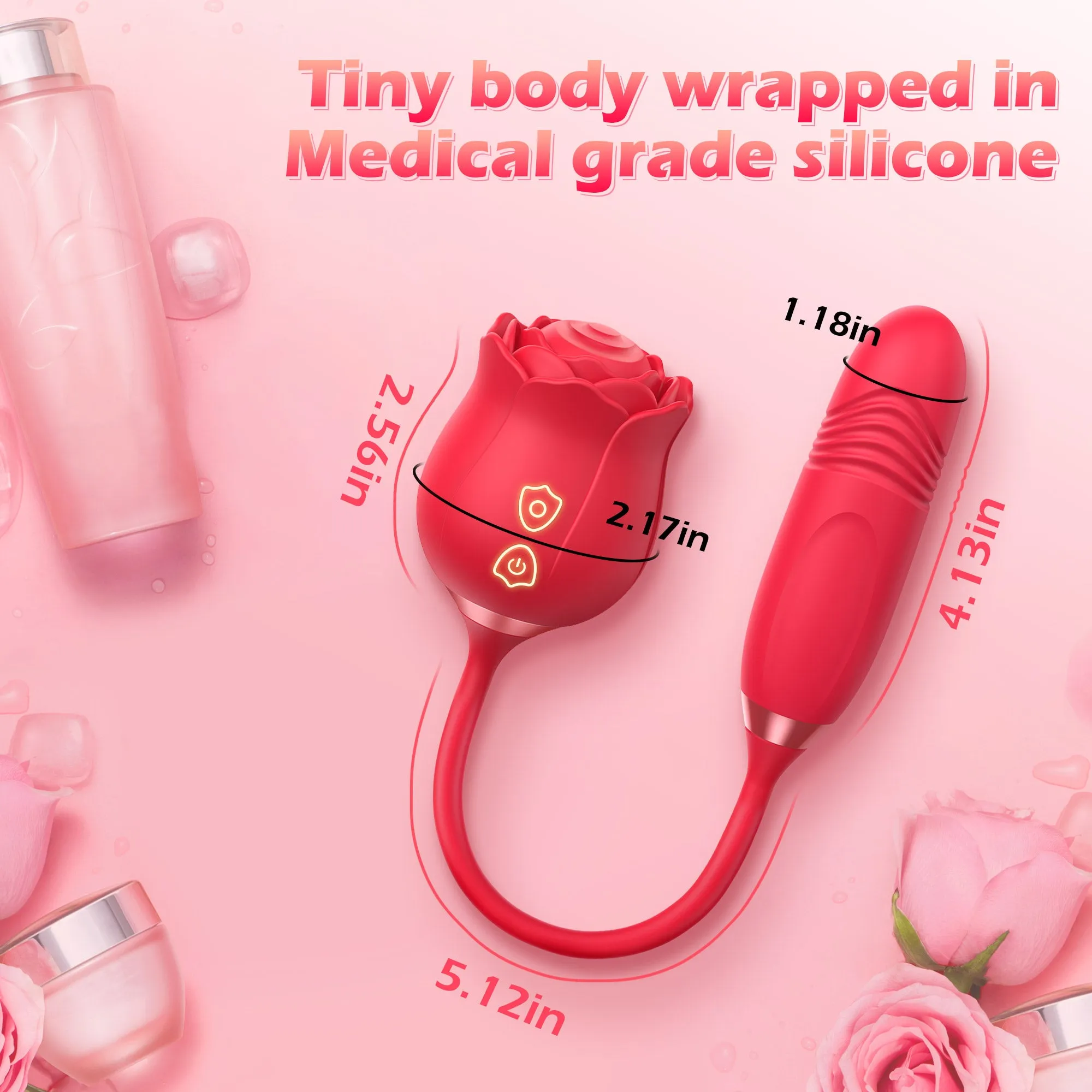 Rose Vibrator With Tapping & Thrusting Modes