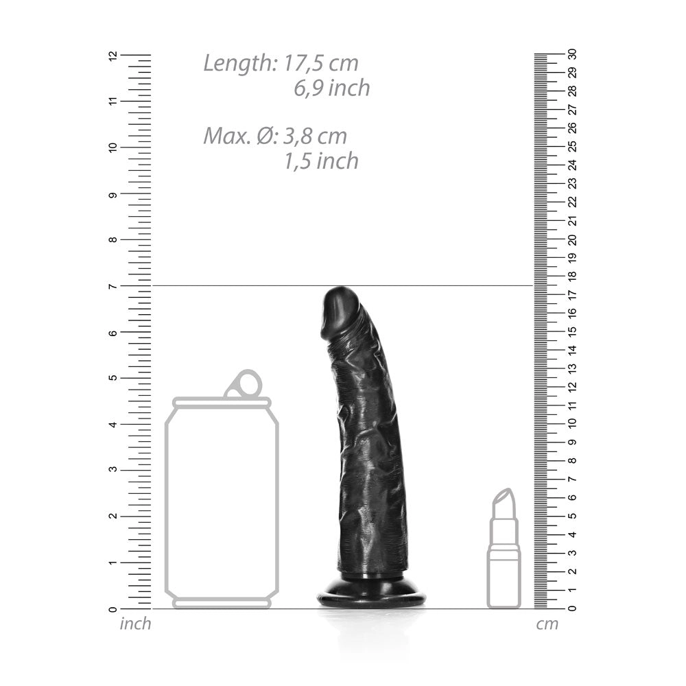 Shots Real Rock Realistic Slim Dildo 6 Inch - Black