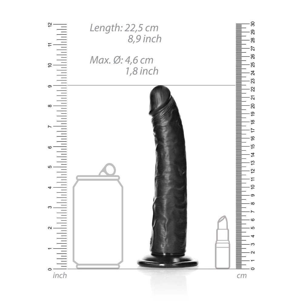 Shots Real Rock Realistic Slim Dildo 8 Inch - Black