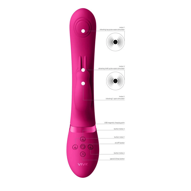 Shots Vive May Dual Pulse Wave & Vibrating C spot & G-Spot Rabbit - Pink