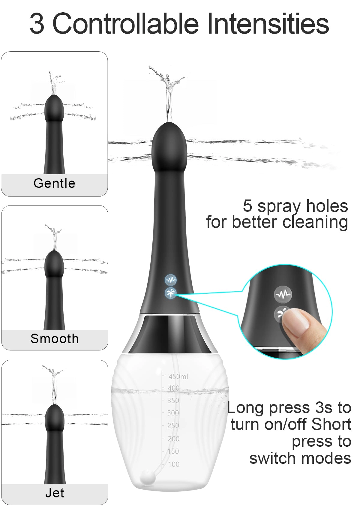 Silicone Enema Anal Douche with Vibration