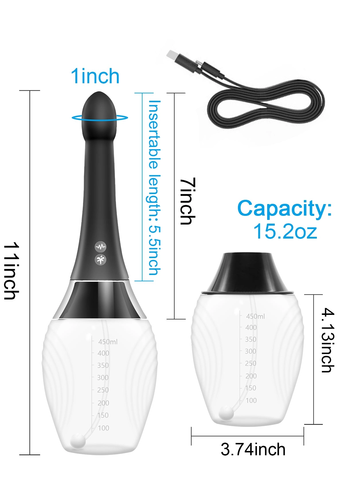 Silicone Enema Anal Douche with Vibration