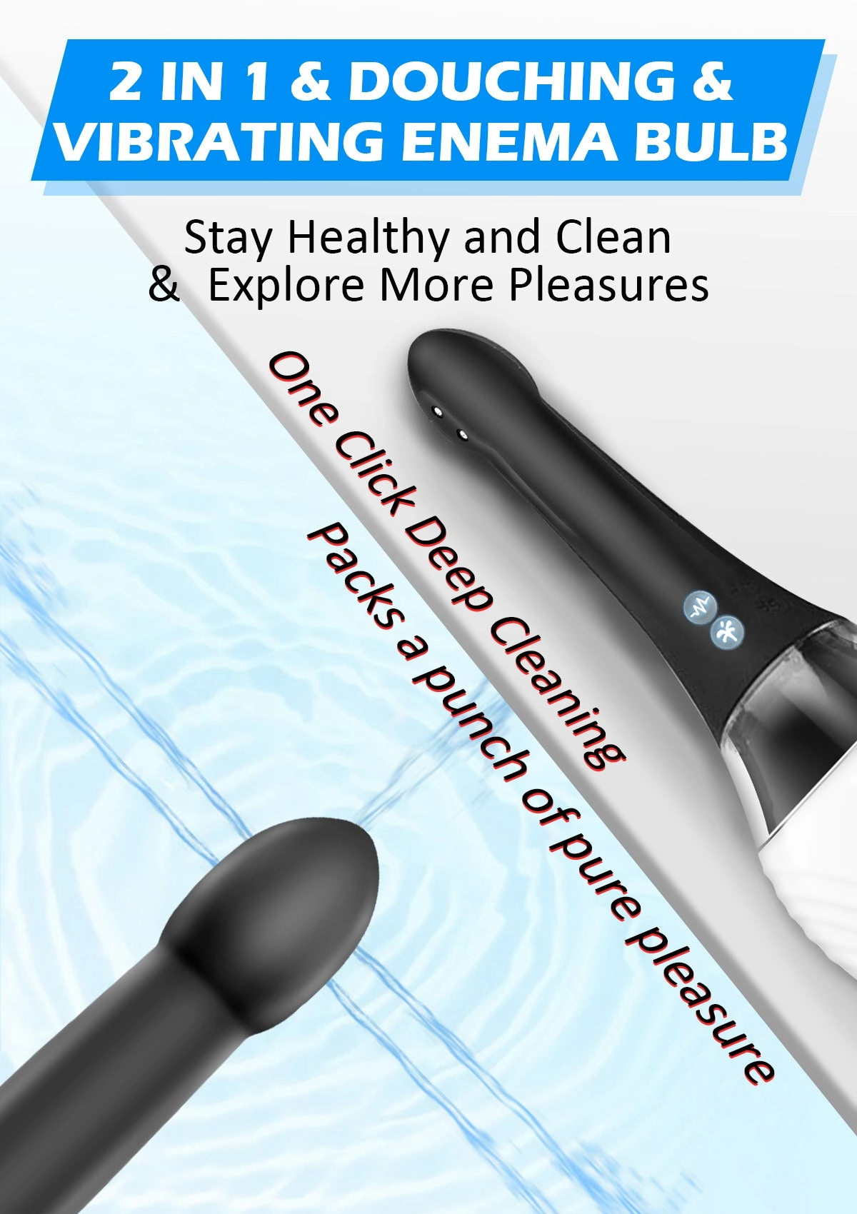 Silicone Enema Anal Douche with Vibration
