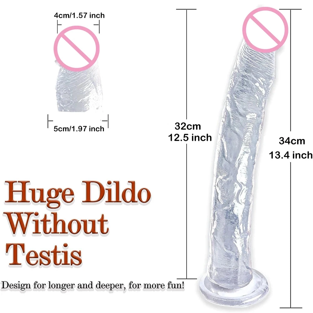 Slim Dildo 13 Inch Dildo Skinny Dildo with Suction Cup