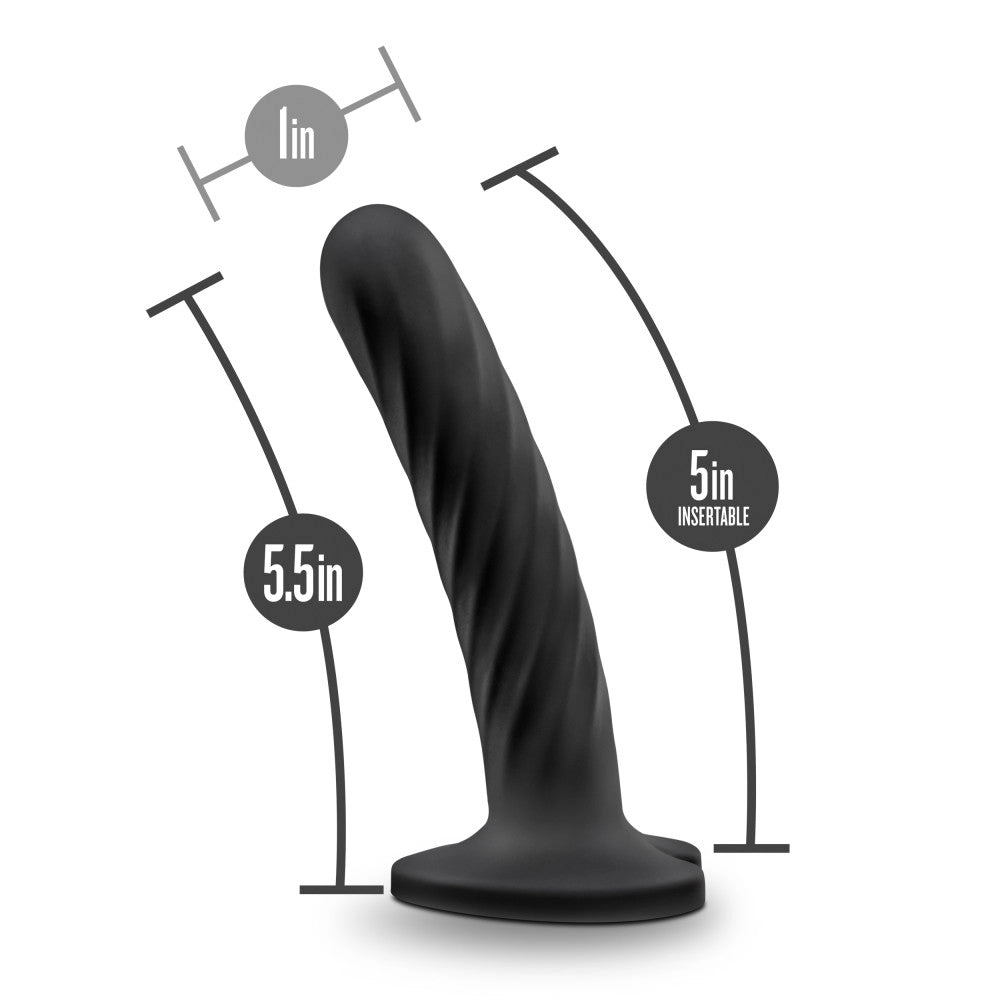 Temptasia By Blush® | Twist Black 5.5-Inch Long Dildo With Suction Cup Base