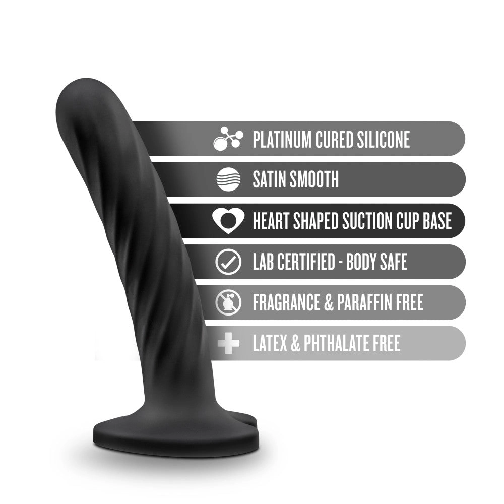 Temptasia By Blush® | Twist Black 5.5-Inch Long Dildo With Suction Cup Base