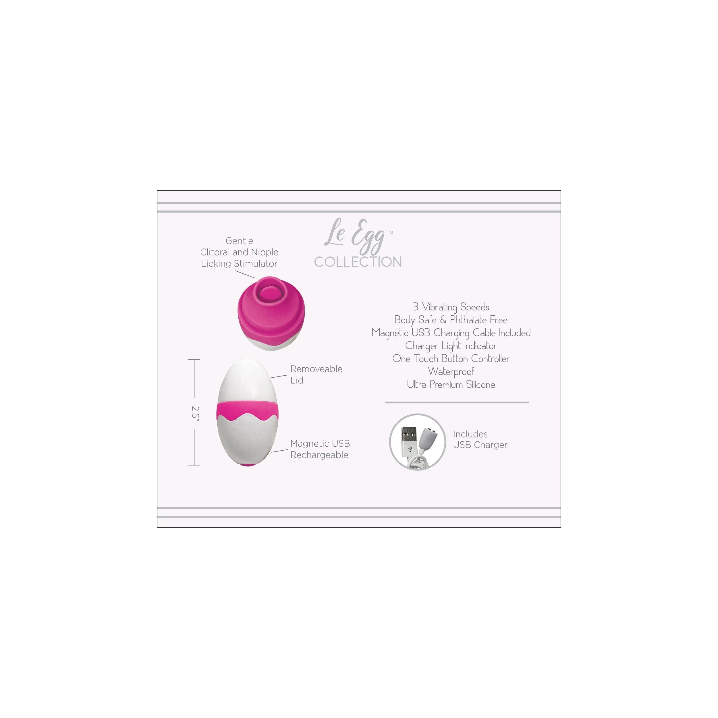 THE LE EGG COLLECTION LICKING CLITORAL STIMULATOR MINI VIBRATOR - PINK