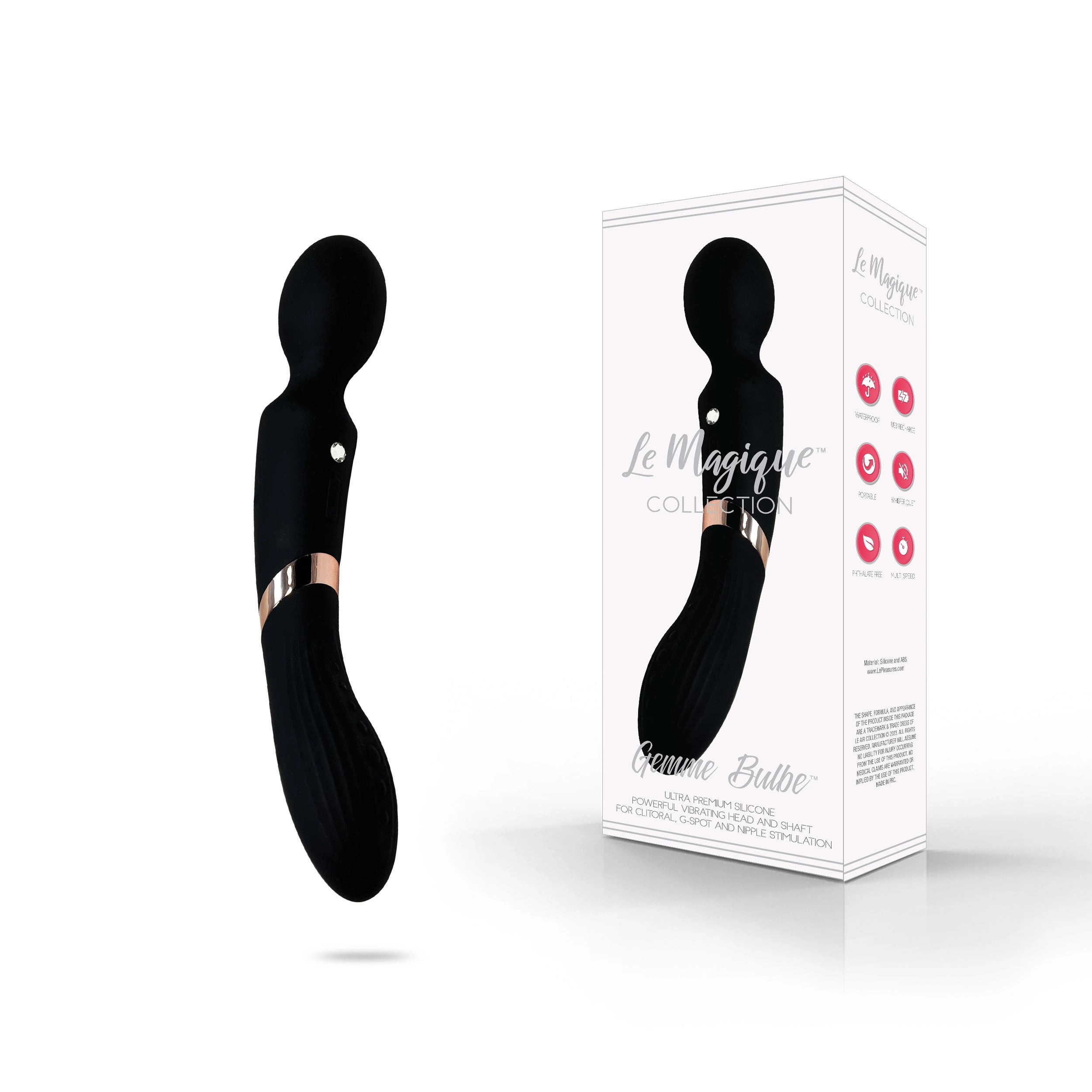 THE LE MAGIQUE COLLECTION GEMME BULBE DUAL ACTION VIBRATOR - BLACK
