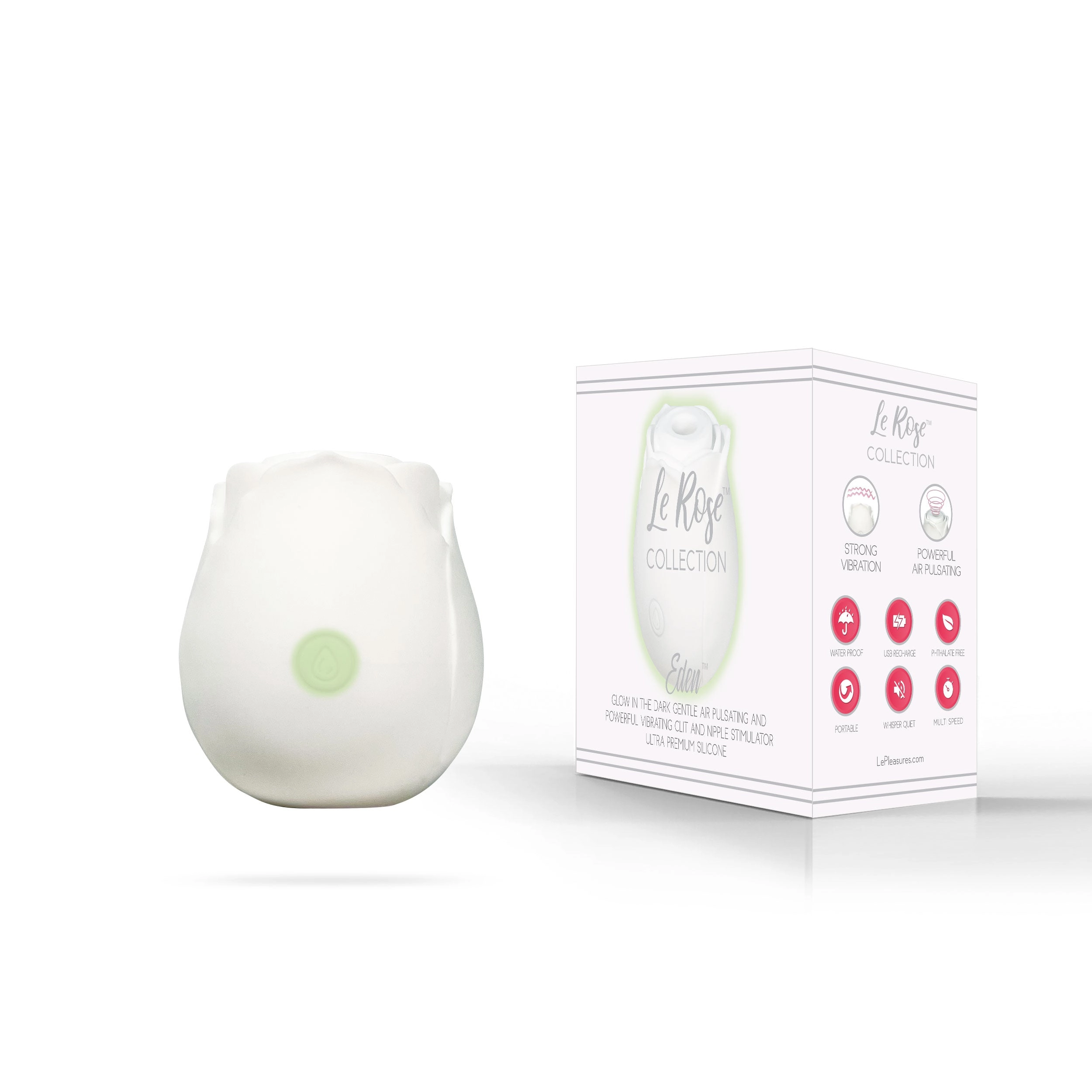 THE LE ROSE COLLECTION EDEN AIR PULSATION CLITORAL VIBRATOR - GLOW-IN-THE-DARK