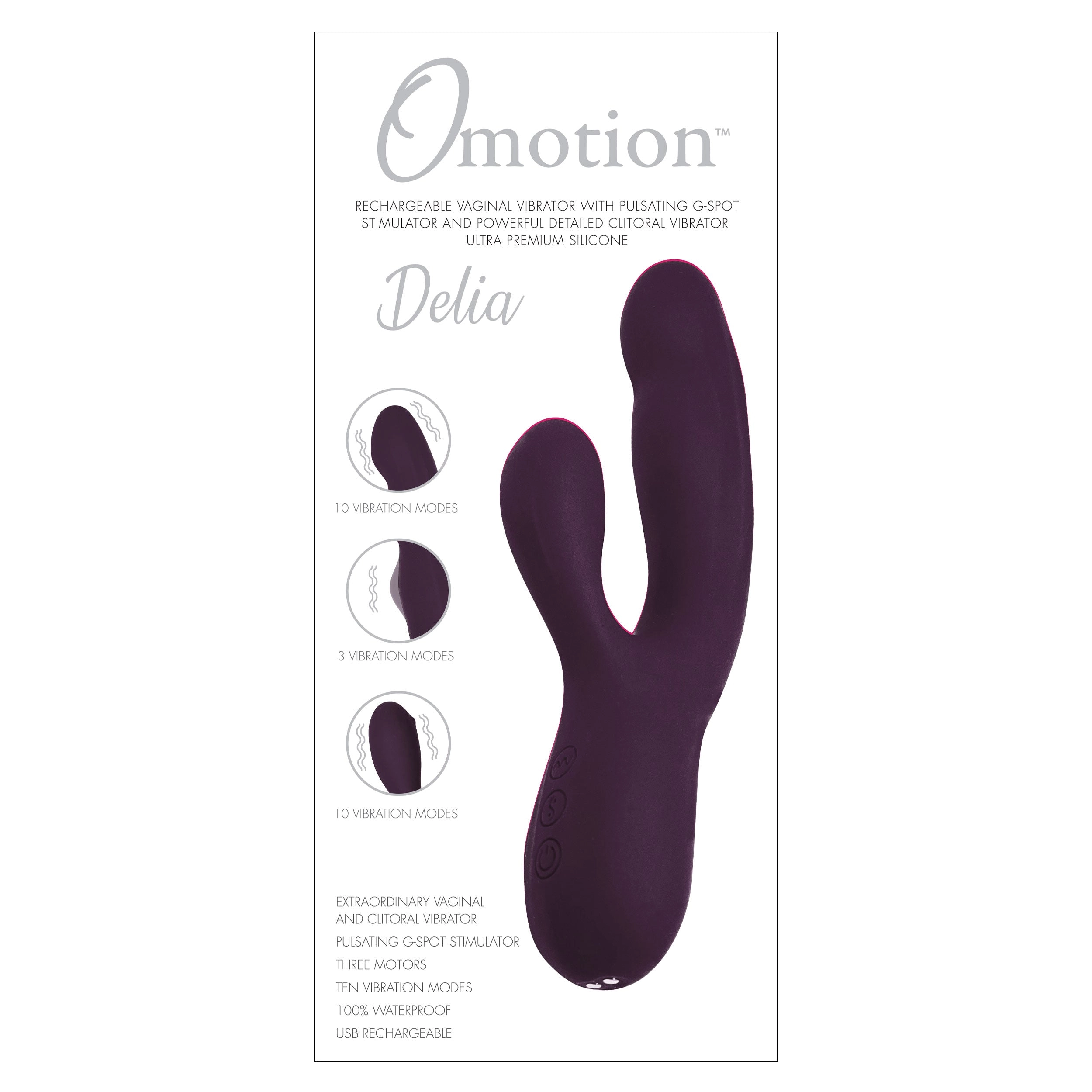 THE OMOTION DELIA TRIPLE ACTION RABBIT VIBRATOR - PURPLE
