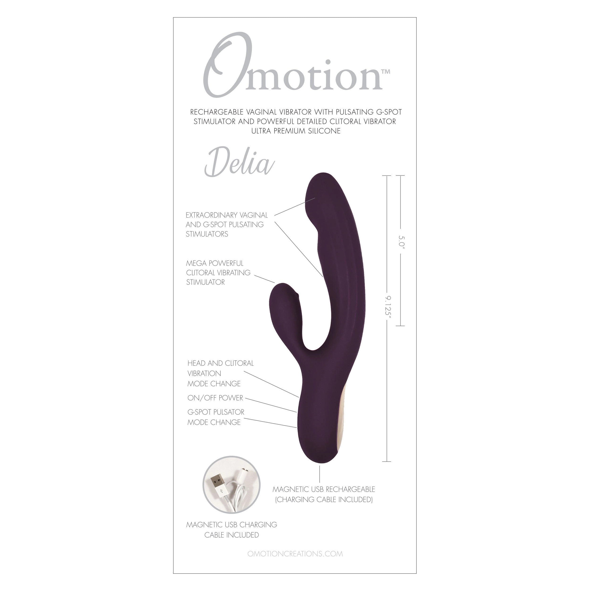 THE OMOTION DELIA TRIPLE ACTION RABBIT VIBRATOR - PURPLE