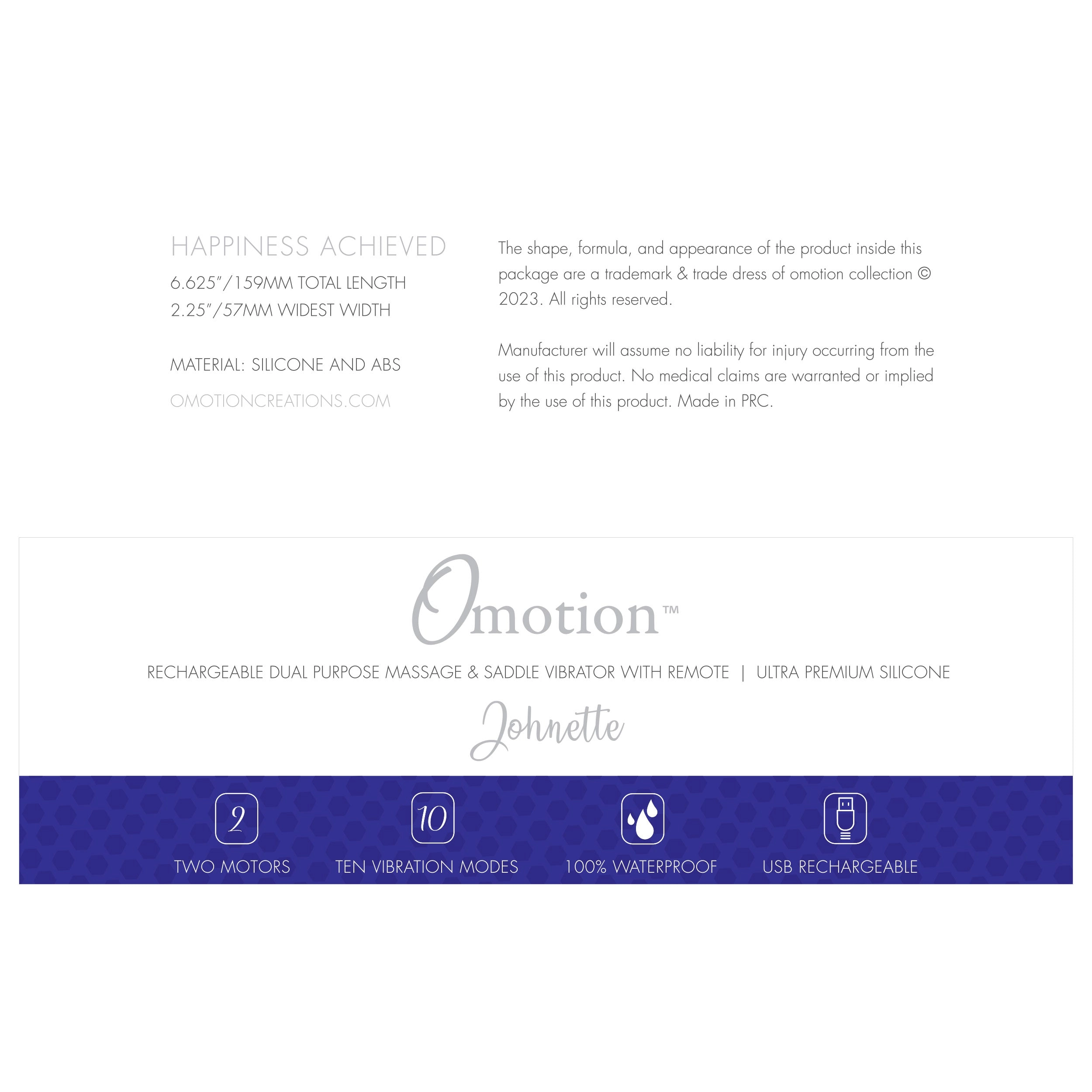 THE OMOTION JOHNETTE SADDLE VIBRATING GRINDER WITH REMOTE