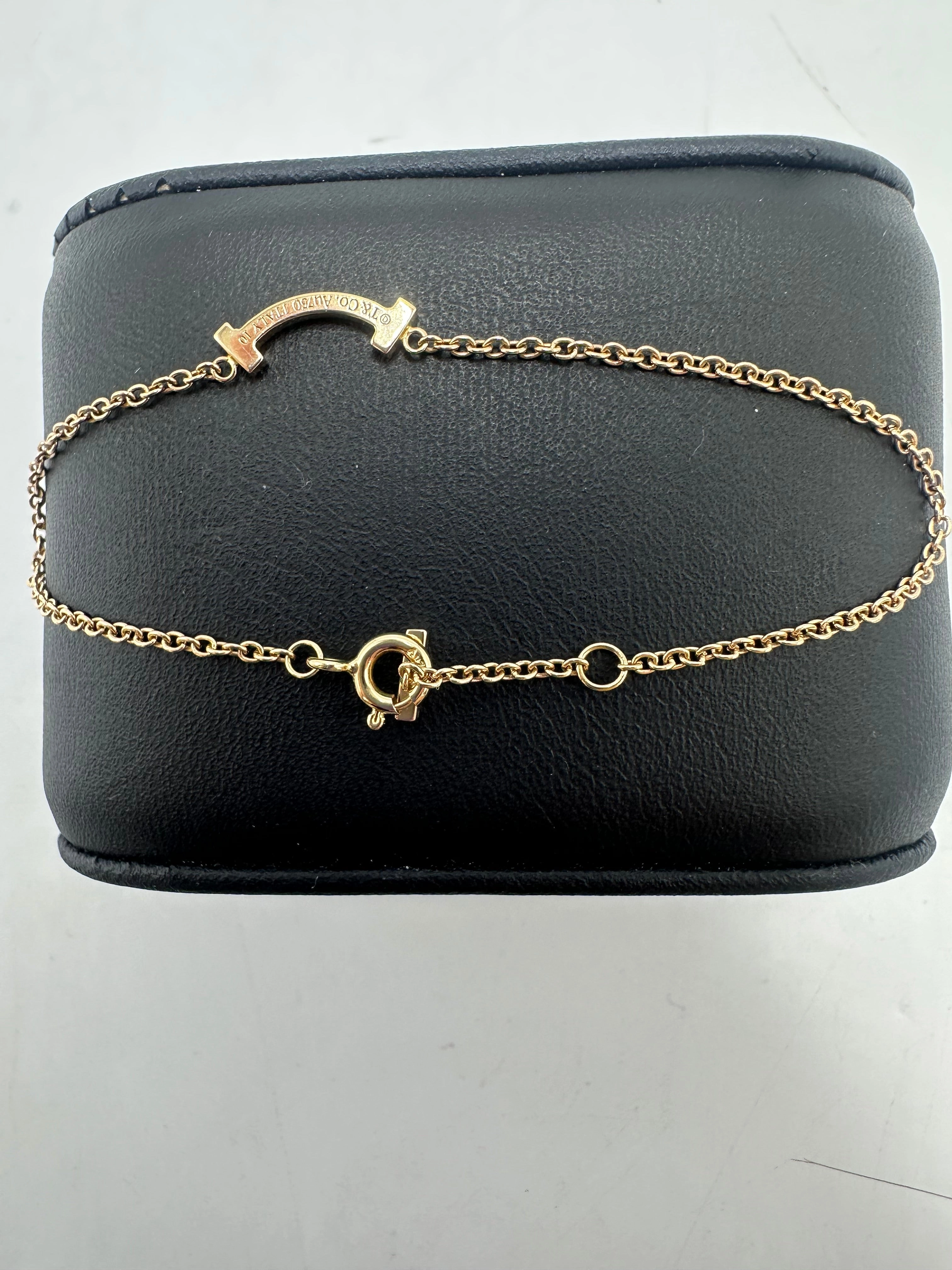 Tiffany & Company Luxury T Smile Diamond 18K Bracelet