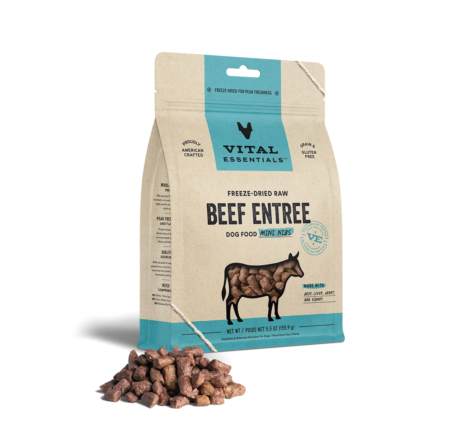 Vital Essentials Beef Entree Mini Nibs Freeze-Dried Raw Dog Food